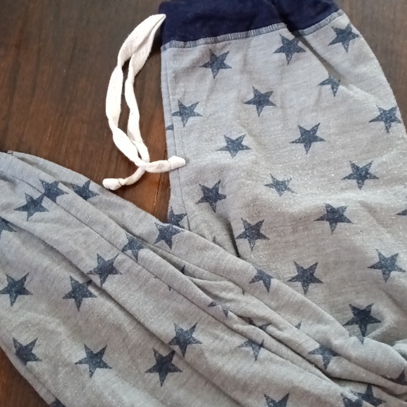 Drawstring small women's patriotic star pajama pants grey and blue - Picture 1 of 4